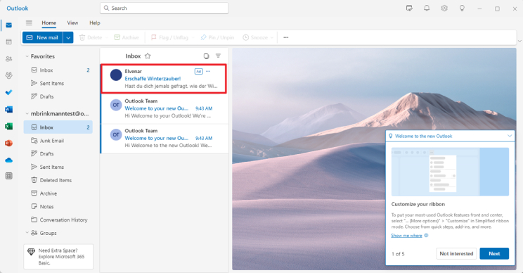 �D��΢ܛ�_ʼ���°�Outlook��Ͷ����픏V�� ��Ҫ�ص��P�]�V����1.99��Ԫ/��
